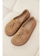 Kožené semišové barefoot mokasíny Zazoo 322 beige Kožené semišové barefoot mokasíny Zazoo 322 beige