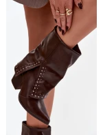 Kovbojky s otočeným límcem a zdobením Vyhřívané hnědé Inessia