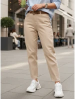 Dámske džínsy s opaskom mom fit light beige FashionStreet UY2879