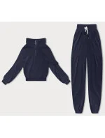 Tmavo modrý dámsky teplákový komplet typu "wafel" (AMG-339A)