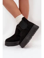 Damskie Śniegowce Z Elastyczną Wstawką Czarne Kiora
