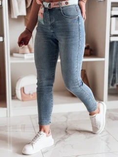Dámske džínsové nohavice slim fit s opaskom TRENDLINE modré FashionStreet UY2478