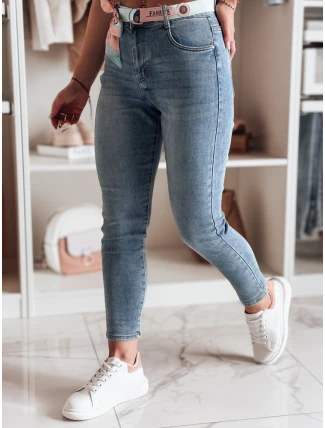 Dámske džínsové nohavice slim fit s opaskom TRENDLINE modré FashionStreet UY2478