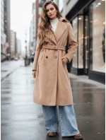 Dámsky zimný kabát klasický camel trenčkot FashionStreet NY0763z