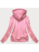 Dámska tepláková mikina vo špinavo ružovej farbe so slnečnicou (N4598)