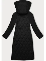 Čierna dámska prešívaná bunda pre prechodné obdobie s dĺžkou po kolená Way Mode (OMS-10WD-01)