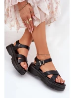 Sandały Damskie Na Platformie Z Eko Skóry Czarne Gevinniser