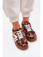 Damskie Sneakersy Na Platformie Panterka Brązowe Totter