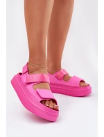 Sandały Damskie Na Platformie Z Rzepami Fuksja Nitepira