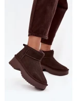 Śniegowce Damskie Z Naturalnego Zamszu Ocieplane Futerkiem Czekoladowe Milora