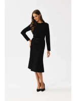 S347 Šaty s prednými skladmi - čierne