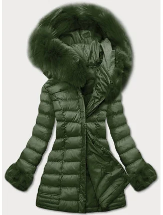 Dámska prešívaná zimná bunda s kapucňou khaki (w750-1) Dámska prešívaná zimná bunda s kapucňou khaki (w750-1)