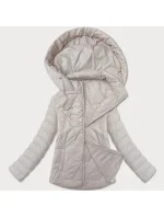 Ľahko zateplená béžová dámska bunda so stojačikom a kapucňou J Style (16M9229-62)