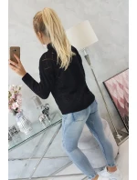 Sveter s polovičným rolákom a kosoštvorcovým vzorom čierny Sveter s polovičným rolákom a kosoštvorcovým vzorom čierny