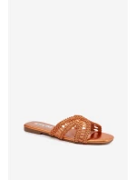 Dámské ploché oranžové pantofle Fariella