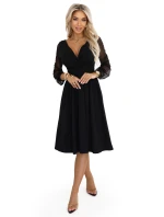 Elegantné midi šaty 657-1 čierne - Numoco