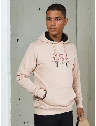 Pánska mikina s kapucňou béžová FashionStreet BX5714