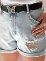 Dámske džínsové šortky s opaskom SUMMERFLY modré FashionStreet SY0482 Dámske džínsové šortky s opaskom SUMMERFLY modré FashionStreet SY0482