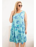 Dámske šaty Plus Size z viskózy s kvetinovým vzorom na ramienkach Mint