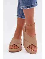 Zdobené dámské sandály na platformě z eko kůže Béžové Calorissa