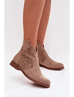 Dámske perforované členkové topánky HY61-8026 Beige - S.Barski