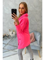 Oversize tunika s obálkou vpredu ružová neónová