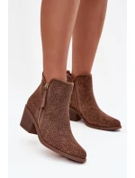 Botki Kowbojki Damskie Na Obcasie S.Barski HY52-538 Brązowe