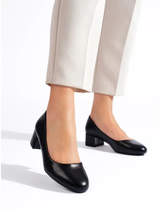 Módne čierne lodičky s plochým podpätkom pre ženy Módne čierne lodičky s plochým podpätkom pre ženy