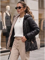 Dámska prešívaná prechodná bunda s kapucňou, čierna, FashionStreet TY5786 Dámska prešívaná prechodná bunda s kapucňou, čierna, FashionStreet TY5786