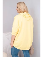 Dámska mikina Plus Size s kapucňou a klokaním vreckom žltá