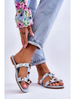 Damskie Klapki Z Dużymi Ćwiekami Niebieskie Mercure