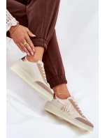 Niskie Buty Sportowe Damskie Z Eko Skóry Beżowe Iladira