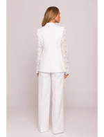 M865 Sako s čipkovanými panelmi a jedným gombíkom - ecru