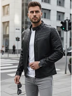 Pánska kožená bunda TX4243 čierna - FashionStreet