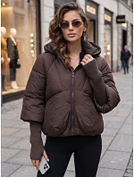Dámska zimná prešívaná bunda s kapucňou, hnedá, FashionStreet TY5896