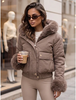 Dámska krátka zimná bunda s kožušinou Fango FashionStreet TY5997