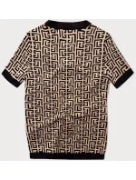 Čierna dámska pletená blúzka s krátkymi rukávmi (009)