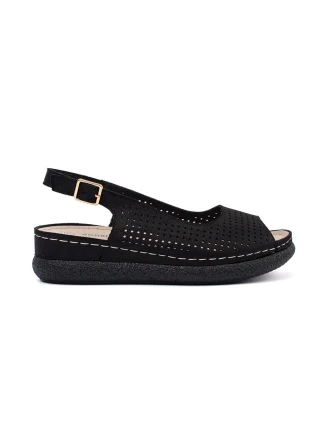 Krásne čierne sandále pre ženy bez podpätku