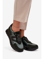 Sneakersy Damskie Na Platformie Vinceza 58561 Ciemnozielone