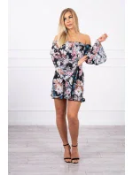 Španielske kvetinové šaty čierne