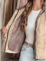 Dámska prechodná prešívaná bunda s kapucňou NIVESSO béžová FashionStreet TY4858