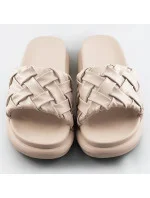 Béžové dámske šľapky so zapleteným opaskom (XA-137) Béžové dámske šľapky so zapleteným opaskom (XA-137)