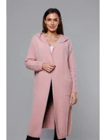 Dlhý vlnený prehoz cez oblečenie typu alpaka v bledo ružovej farbe s kapucňou (M105-1) Dlhý vlnený prehoz cez oblečenie typu alpaka v bledo ružovej farbe s kapucňou (M105-1)