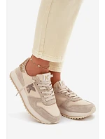 Dámske kožené semišové tenisky na platforme Kobbo 100103 Beige Dámske kožené semišové tenisky na platforme Kobbo 100103 Beige