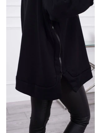 Zateplená mikina so zipsom na boku čierna