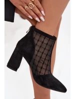 Botki Damskie Na Słupku Z Siateczką D&A LZ52-944 Czarne