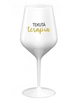 TEKUTÁ TERAPIA - biely nerozbitný pohár na víno 470 ml