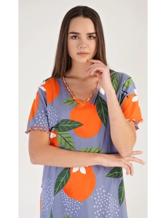 Dámska nočná košeľa s krátkym rukávom Pomaranče