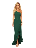 Tmavozelené dlhé dámske šaty cez jedno rameno v španielskom štýle 317-3