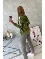Velúrová mikina s kapucňou zelená